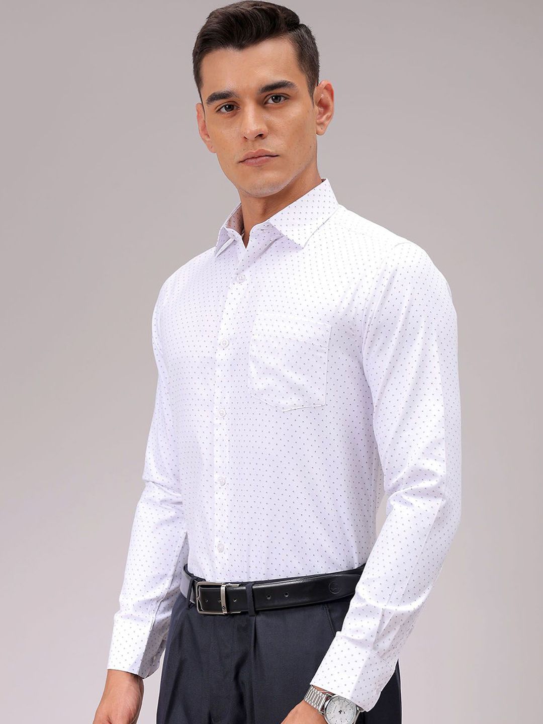 The Indian Garage Co. X Luxe Men Cutaway Collar Micro Ditsy Printed Cotton Formal Shirt