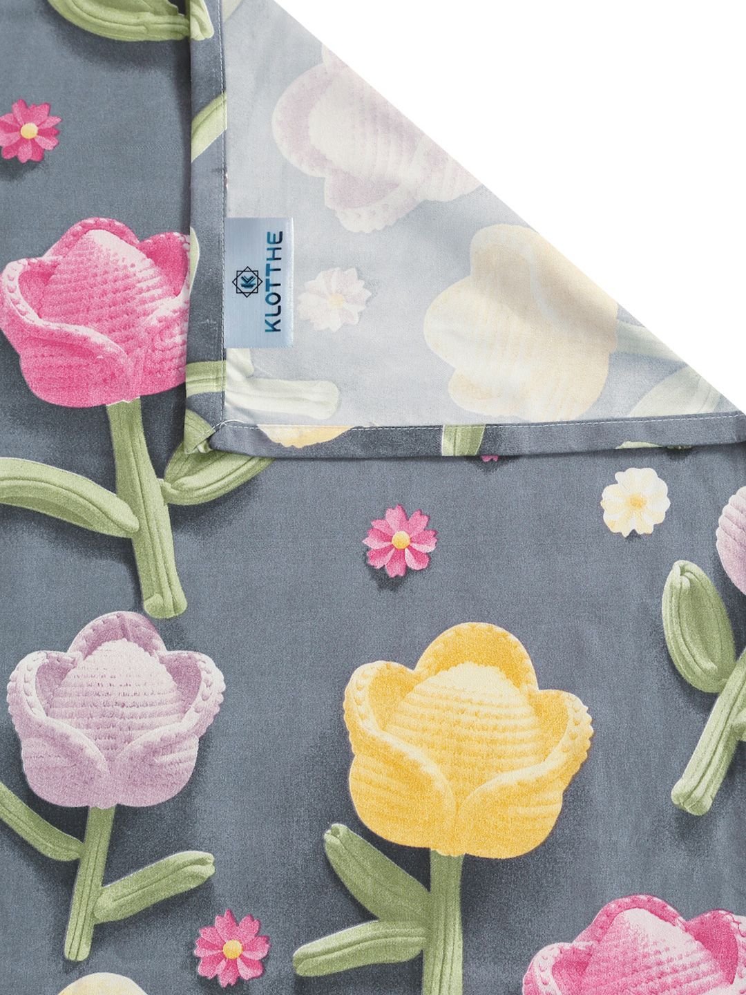 KLOTTHE Grey Floral 300TC King Superfine 7D Cadar & 2 Sarung Bantal-2.50mx2.25m