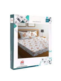Myntra Elegant Homes White & Brown Floral Printed Dilengkapi 300 TC King Bedsheet dengan 2 Sarung Bantal