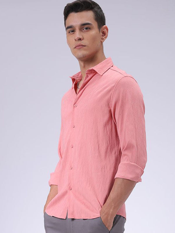 The Indian Garage Co Men Slim Fit Textured Jacquard Resortwear Shirt