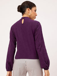 DressBerry Schiffli Whirl Puff Sleeve Blouson Top