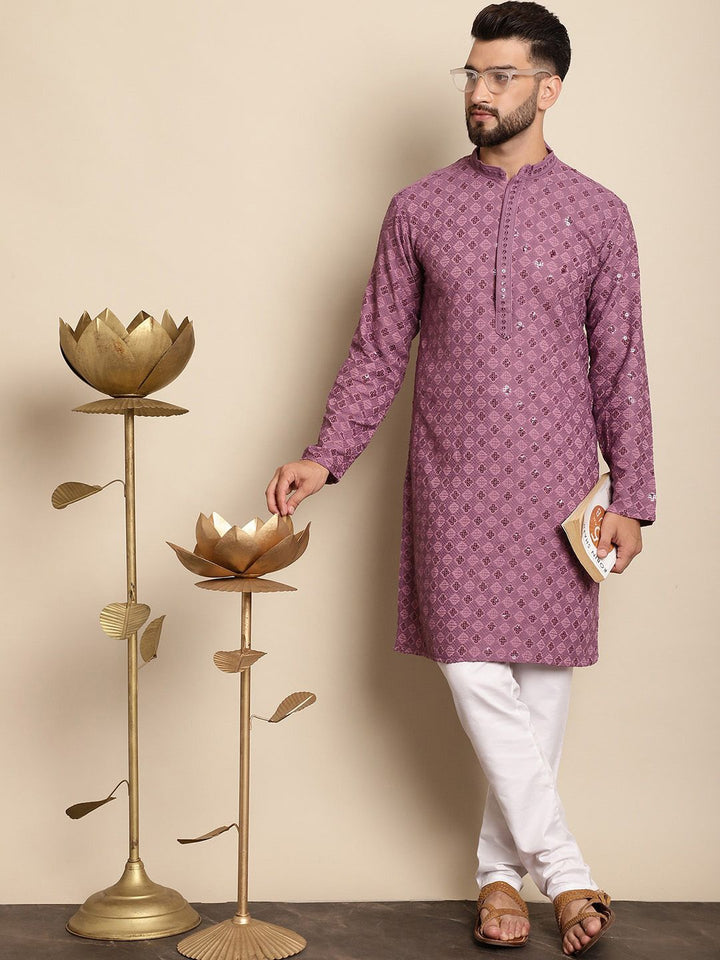 Anouk Geometric Embroidered Regular Thread Work Pure Cotton Kurta with Churidar