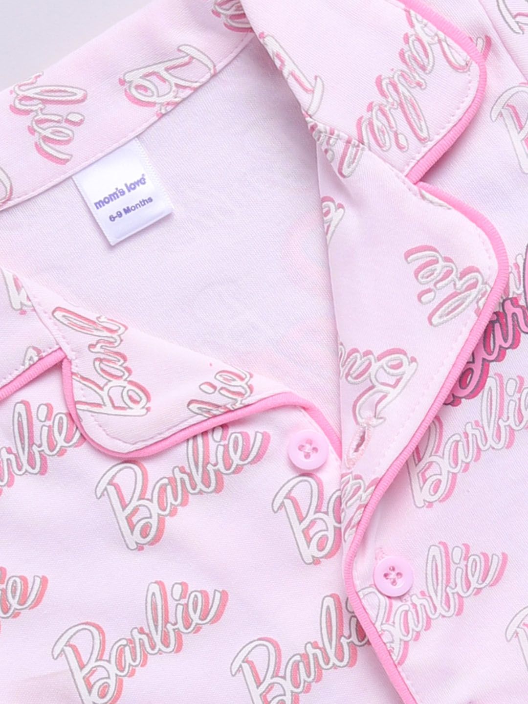 Moms Love Infant Girls Barbie Printed Pure Cotton Night suit