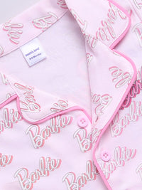 Moms Love Infant Girls Barbie Printed Pure Cotton Night suit