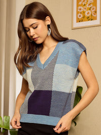 Berrylush Women Checked Sweater Vest