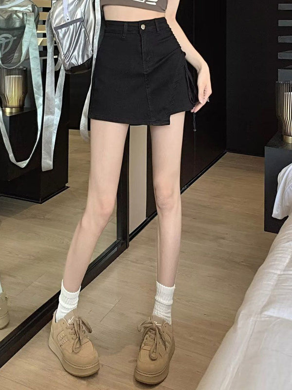 DressBerry Denim A-Line Tie-Ups Mini Skirt