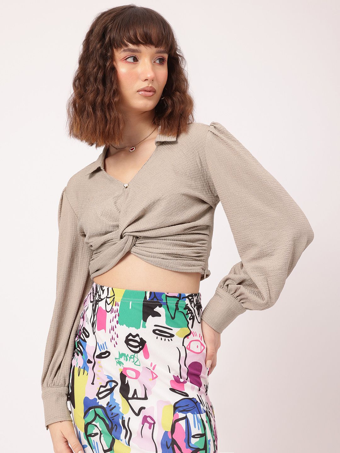 DressBerry Chic & Cheery Twisted Crop Top