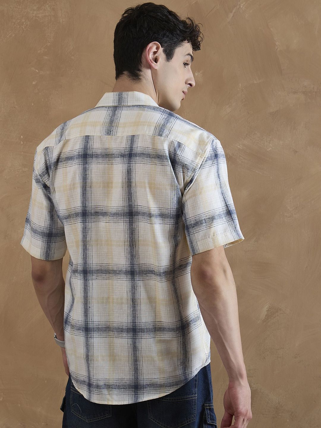 DENNISON Men Oversized Checked Cuban Collar Shirt