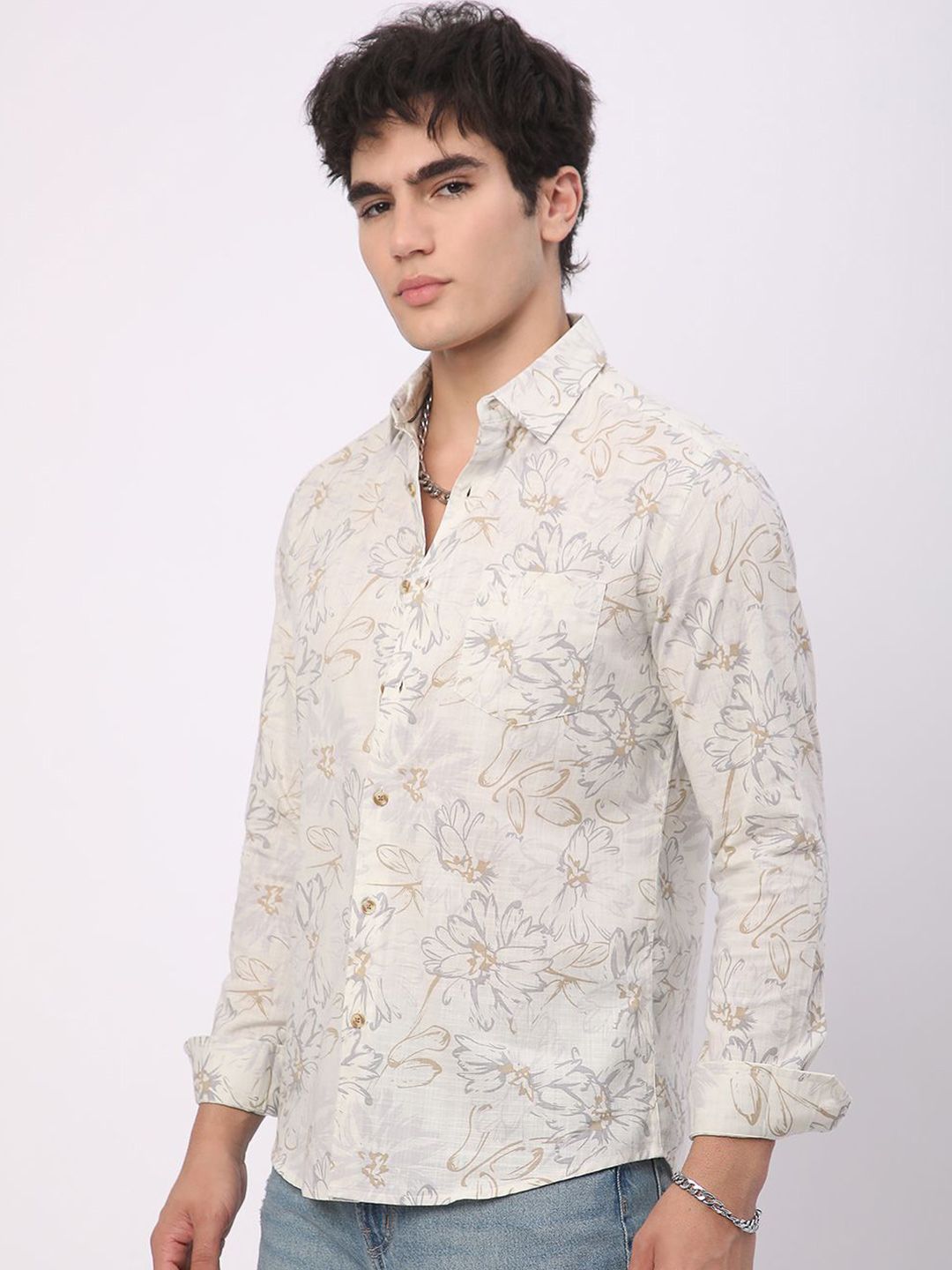 VASTRADO Classic Slim Fit Floral Printed Casual Shirt