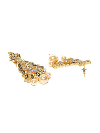 Anouk Off White Gold-Plated Cubic Zirconia Stone Studded & Beaded Dome Shaped Jhumkas