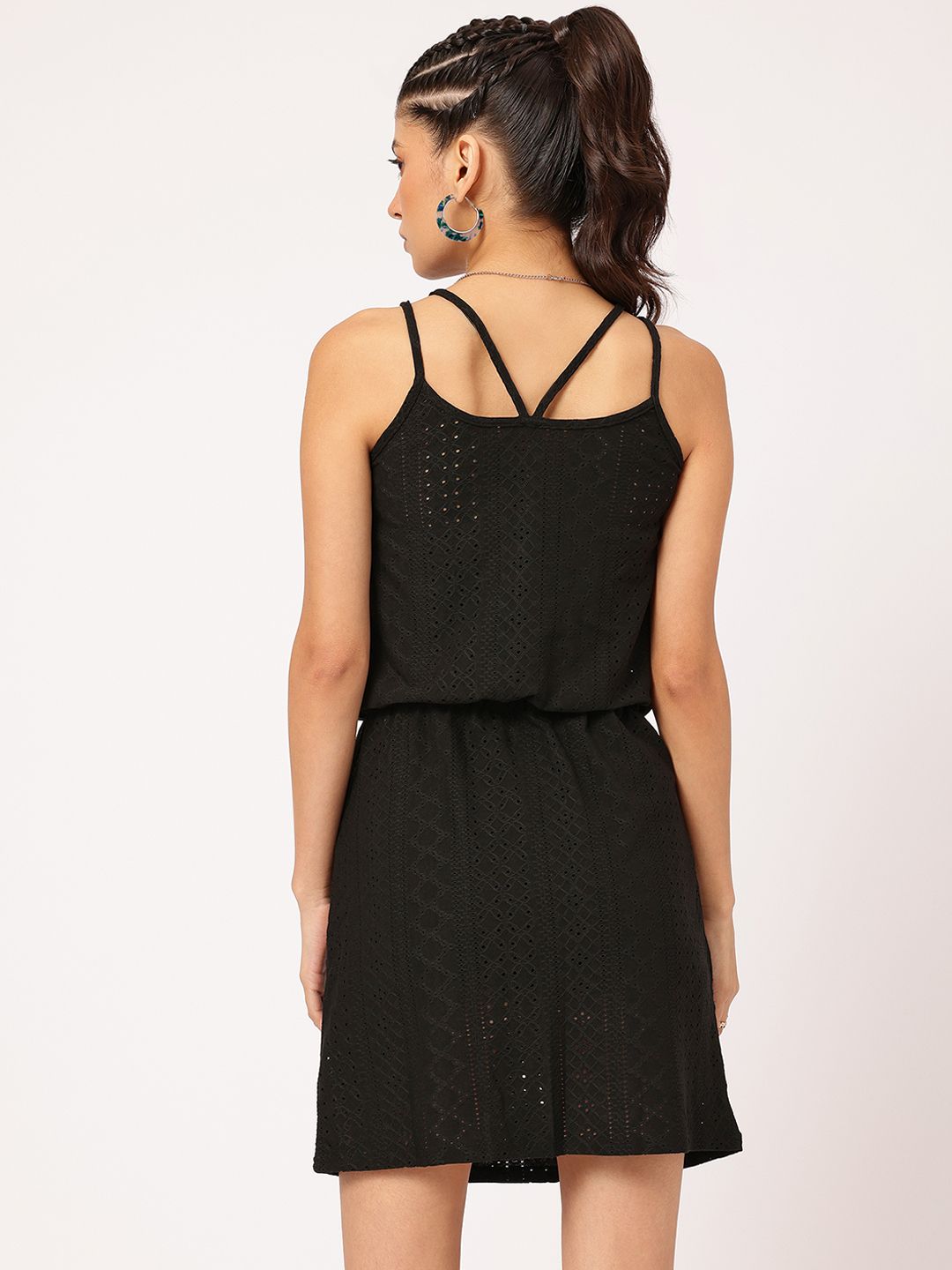 DressBerry Self-Design Floral Lace Up Fit & Flare Dress