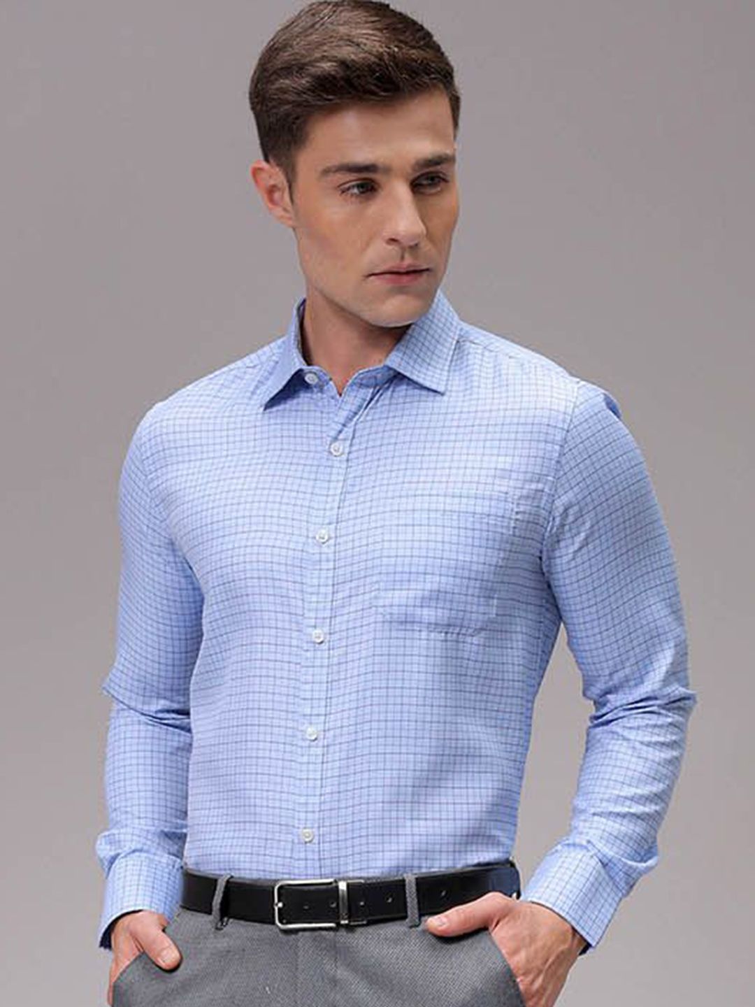 The Indian Garage Co. X Luxe Men Slim Fit Opaque Checked Formal Shirt