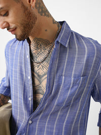 VASTRADO Men Classic Slim Fit Vertical Striped Pure Cotton Casual Shirt