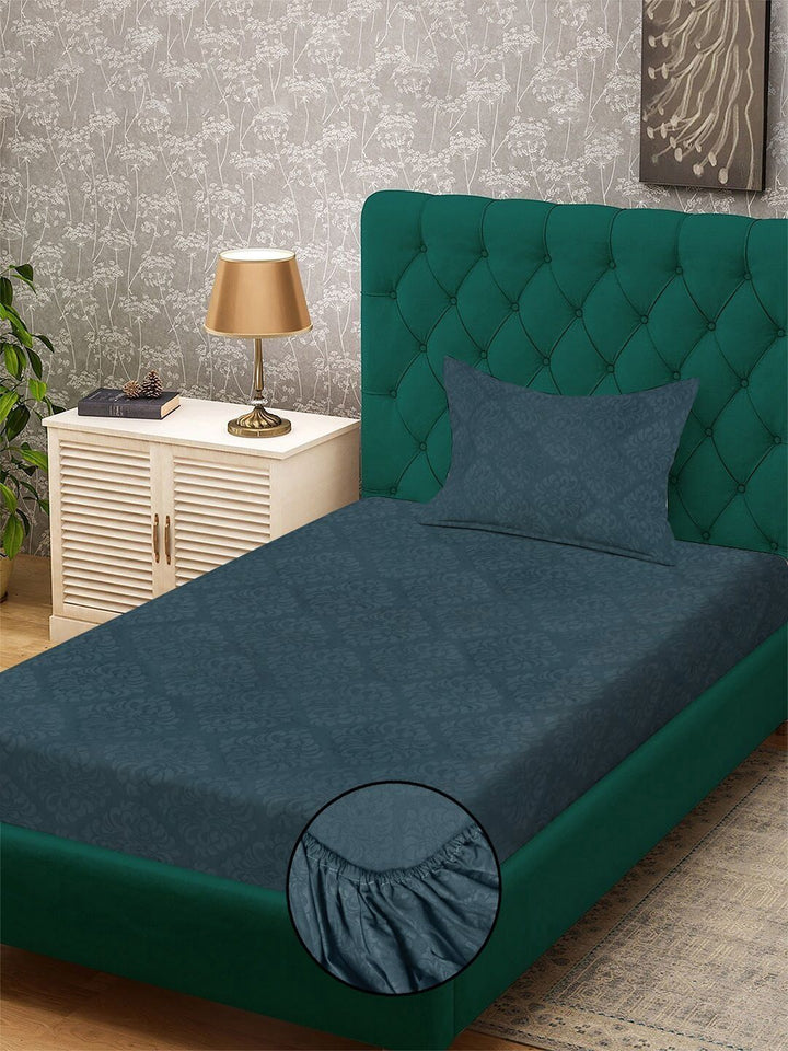KLOTTHE Blue Floral Printed Dilengkapi 300 TC Single Cadar Halus Dengan Sarung Bantal