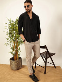 Thomas Scott 
Men Premium Slim Fit Vertical Stripes Textured Casual Shirt