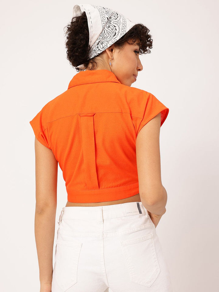 DressBerry Pocket Punk Crop Shirt Style Top