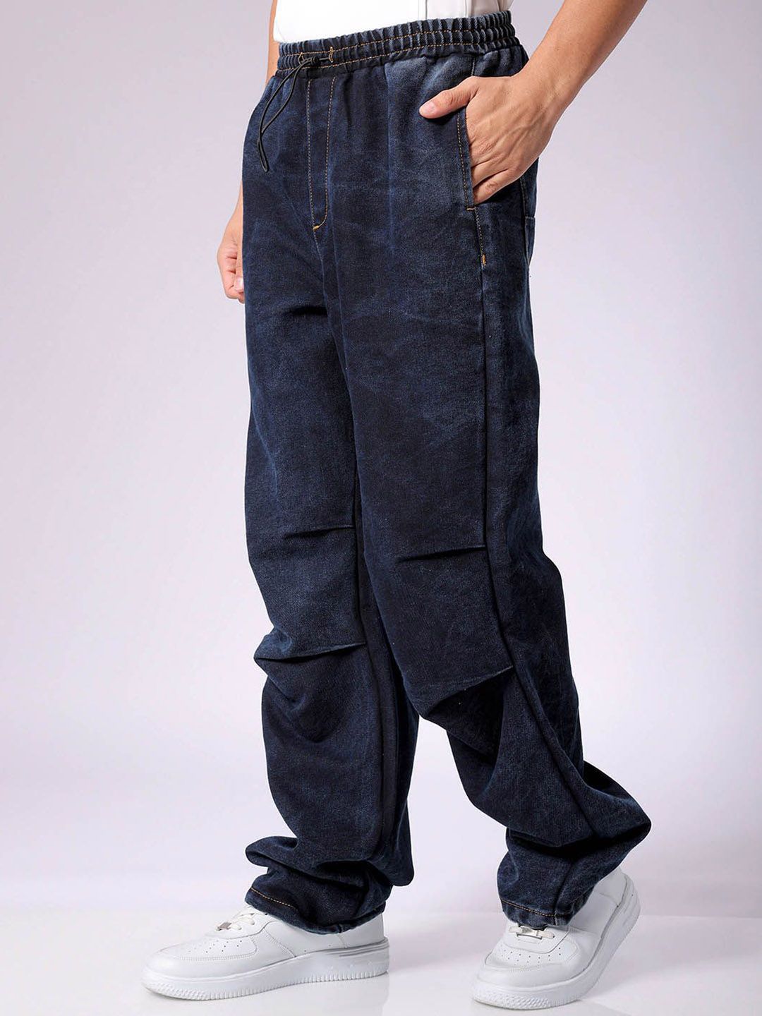 The Indian Garage Co Men Mid Rise Baggy Tapered Fit Utility Denim Jogger