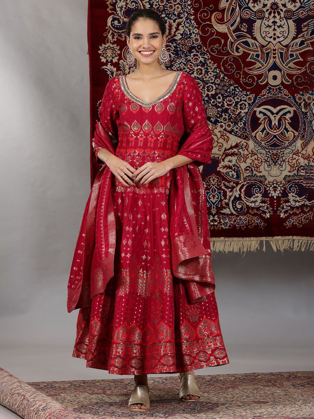 AURELIA Embroidered Fit & Flare Maxi Dress