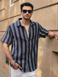 Powerlook Men Striped Spread Collar Cotton Casual Shirt