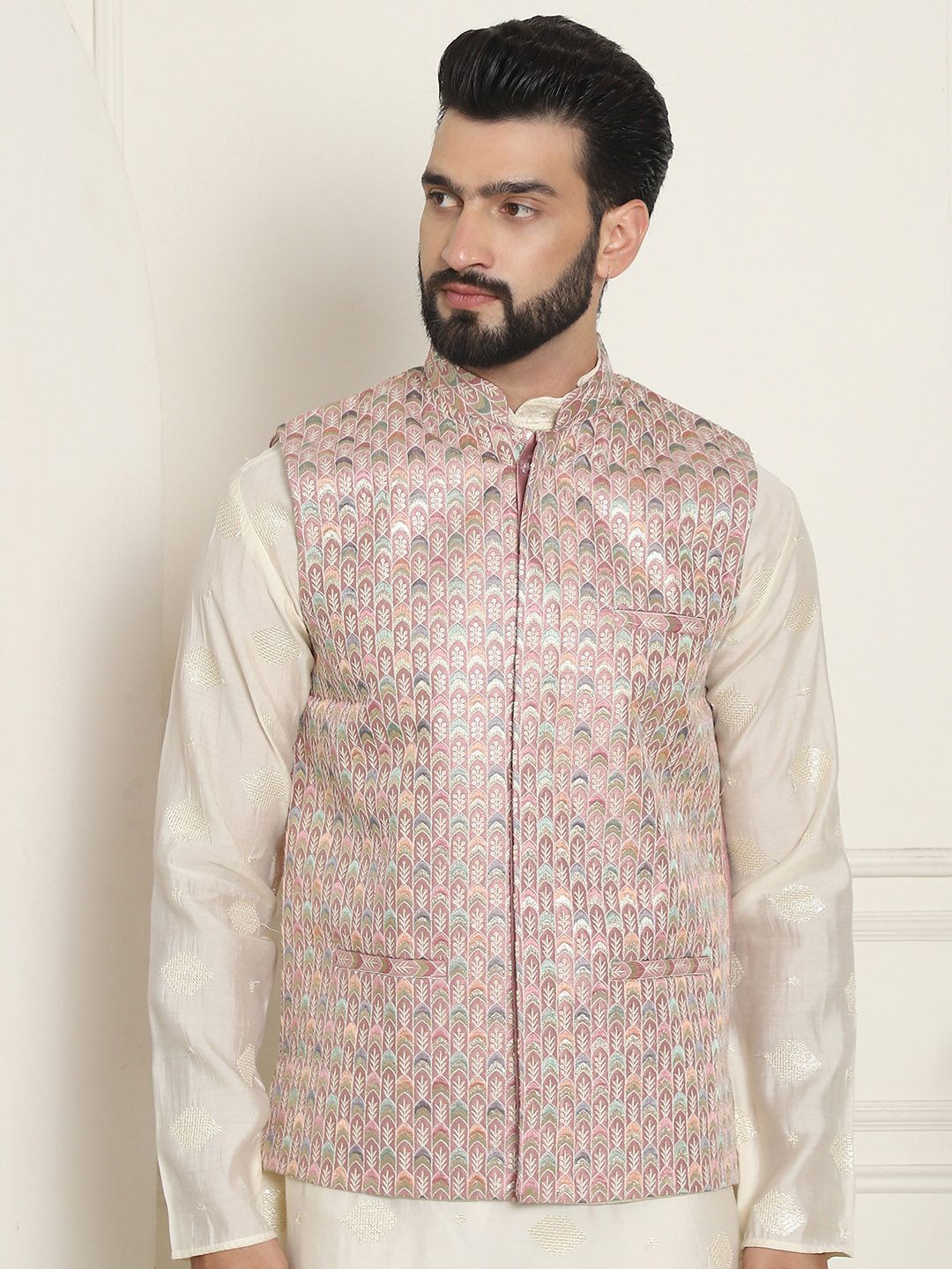 SOJANYA LUXE Jaket Nehru Kolar Mandarin Sulam Lelaki