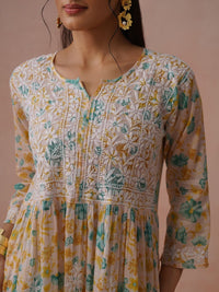 Pakaian Maxi Cetakan Bunga Rumah Chikankari