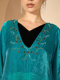 Antheaa Silk Embellished V-Neck Tunic with Trousers