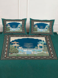 KLOTTHE Green Ethanic Printed Dilengkapi Cadar Katil King 300 TC Dengan 2 Sarung Bantal