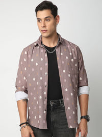 VASTRADO Men Classic Spread Collar Geometric Printed Slim Fit Casual Shirt