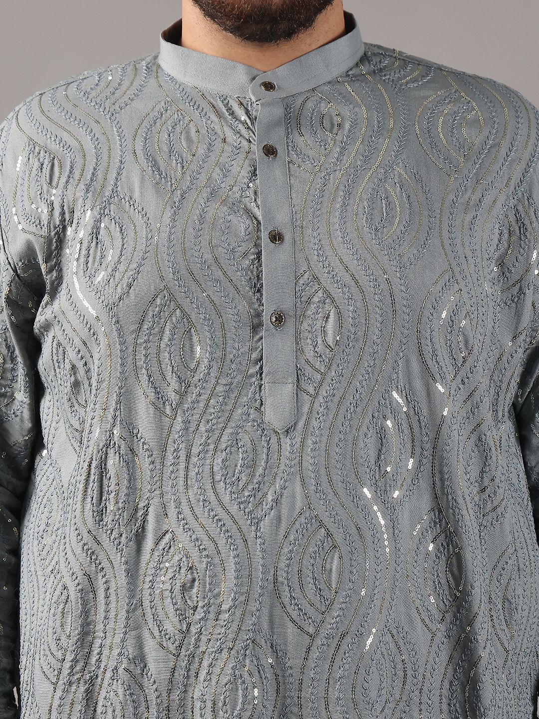 SOJANYA PLUS Plus Size Men Floral Embroidered Pure Cotton Straight Kurta & Pyjamas