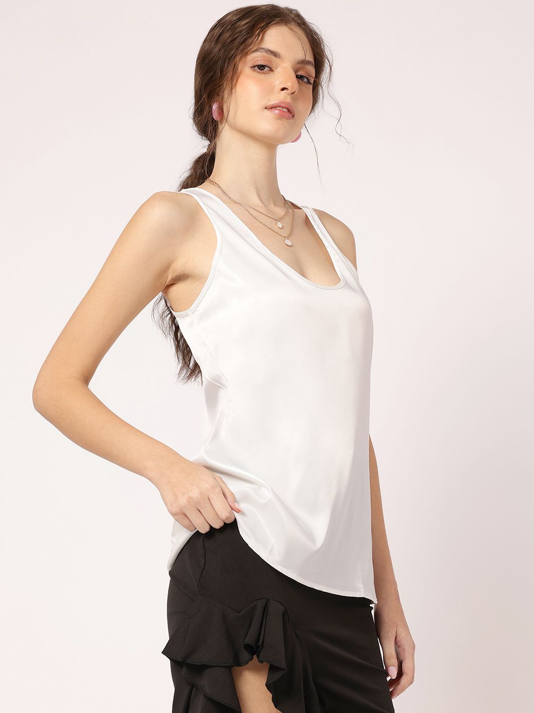 DressBerry Satin Glam Longline Top