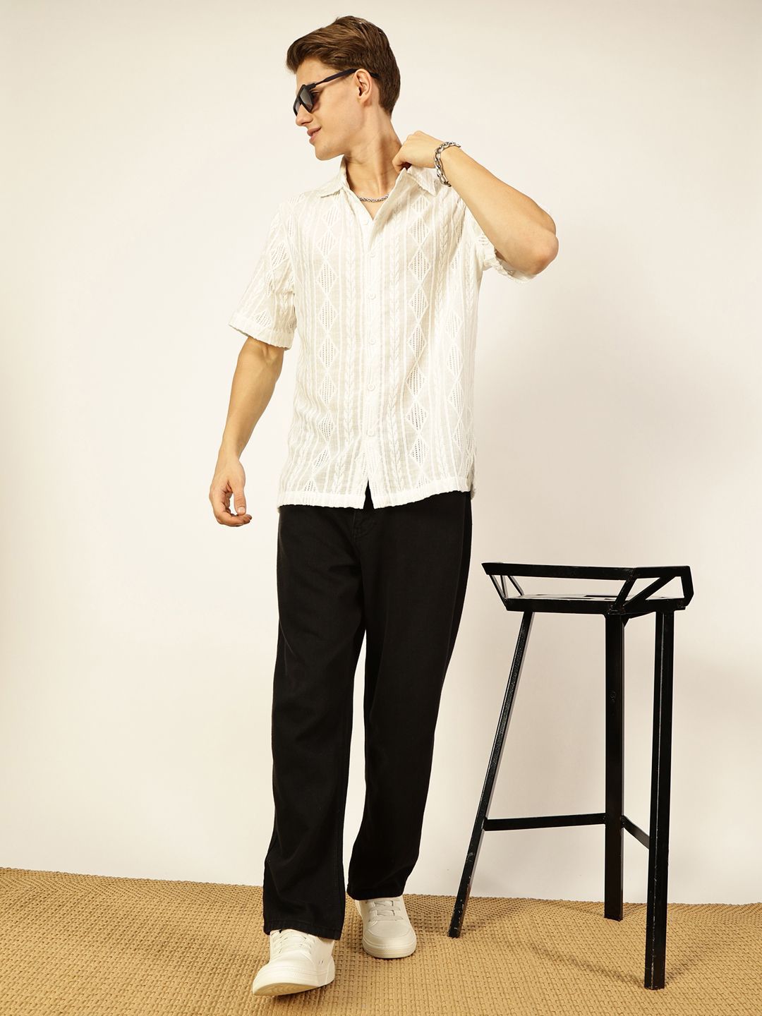 Thomas Scott Men Premium Semi Sheer Casual Shirt