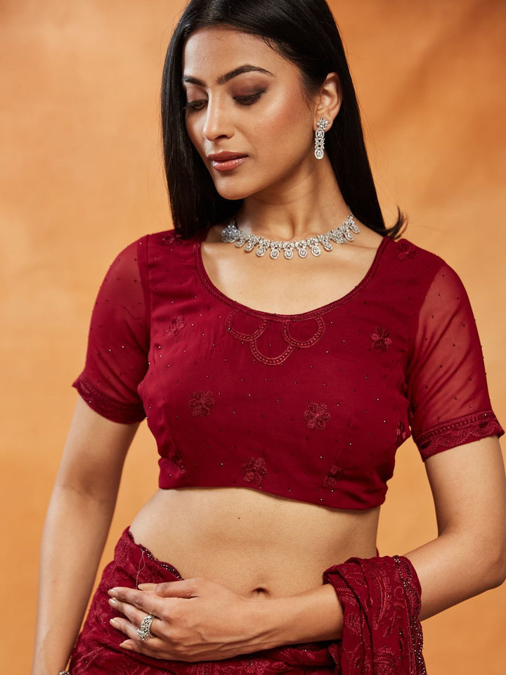 kasee Floral Embroidered Pure Georgette Saree