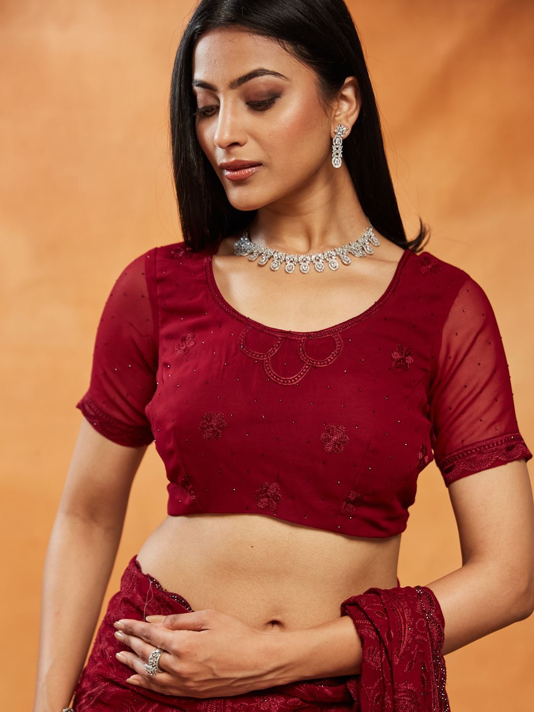 kasee Floral Embroidered Pure Georgette Saree