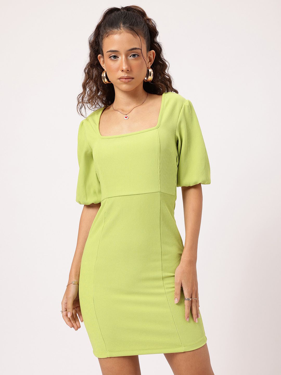 DressBerry Playful & Chic Square Neck Bodycon Mini Dress