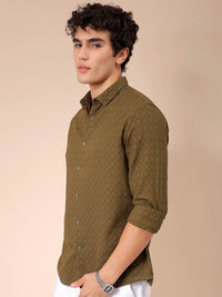 The Indian Garage Co Men Regular Fit Dobby Textured Resortwear Shirt