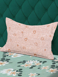 KLOTTHE Green Floral 300 TC Single Bedsheet With 1 Pillow Covers