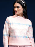 Tokyo Talkies Women Geometric Self Design Pullover