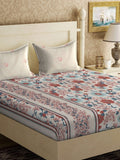 Myntra Elegant Homes Book Fold Grey & Rust Printed 300 TC King Bedsheet Set 2.5 x 2.25 m