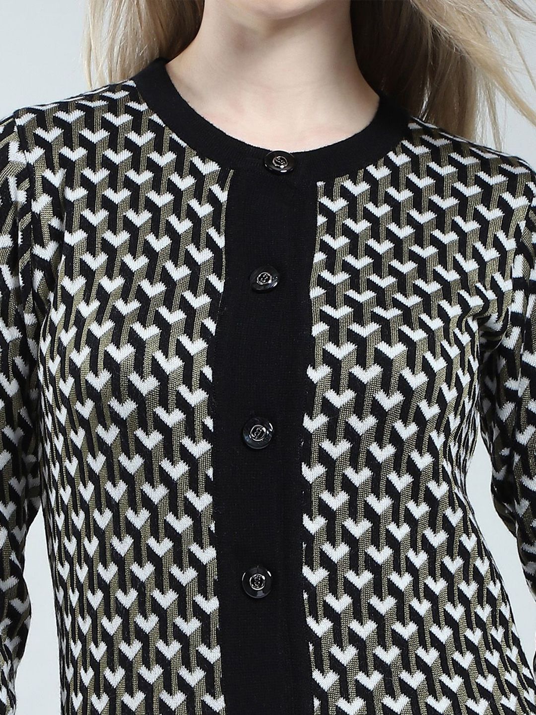 Monte Carlo Women Checked Woollen Cardigan
