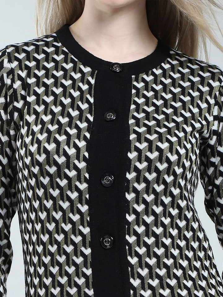 Monte Carlo Women Checked Woollen Cardigan