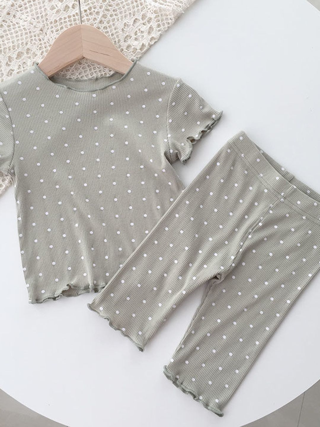 YK Girls Printed T-shirt with Trousers Night Suit