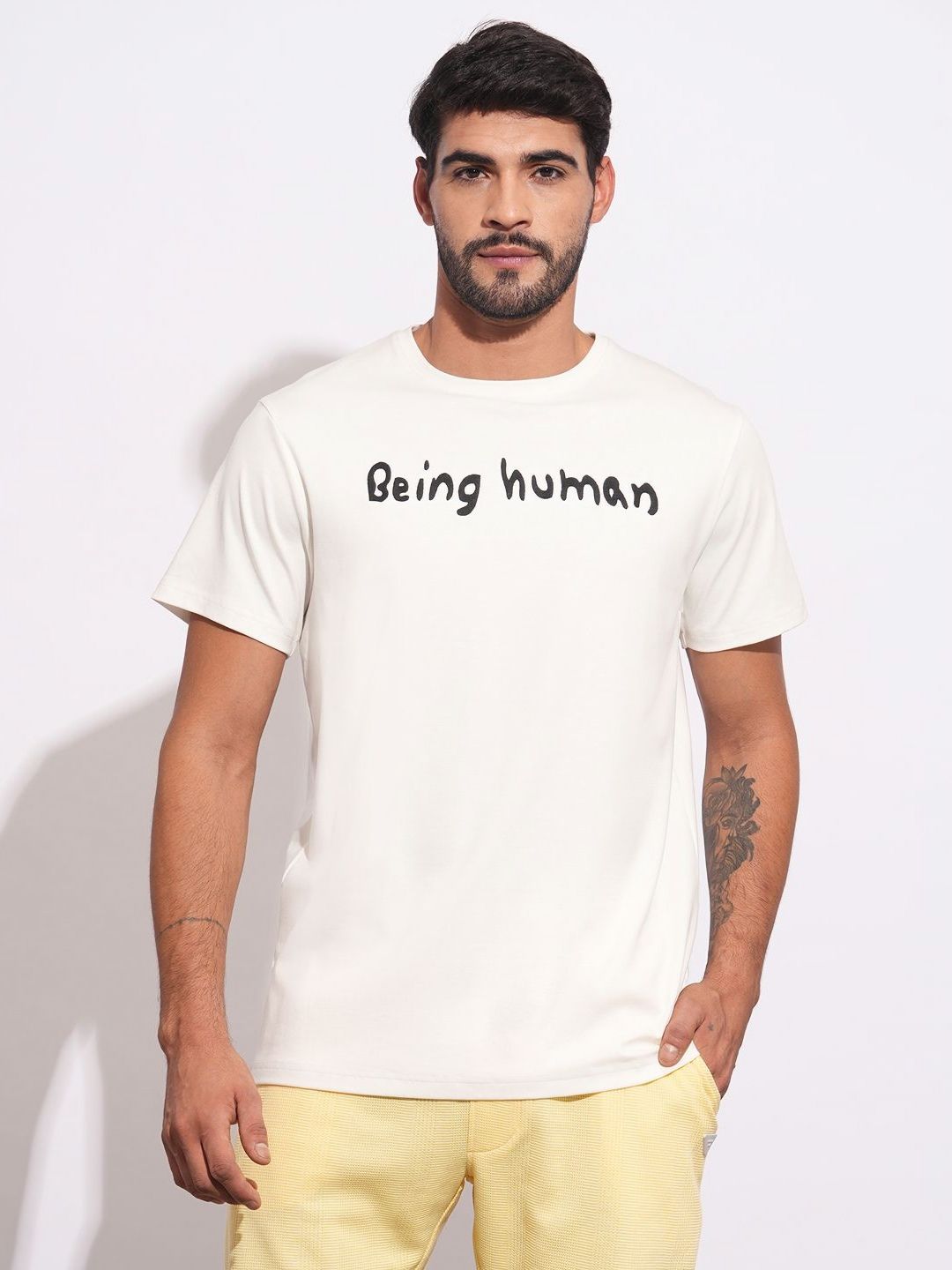 Being Human Men Brand Logo Printed Slim Fit T-shirt