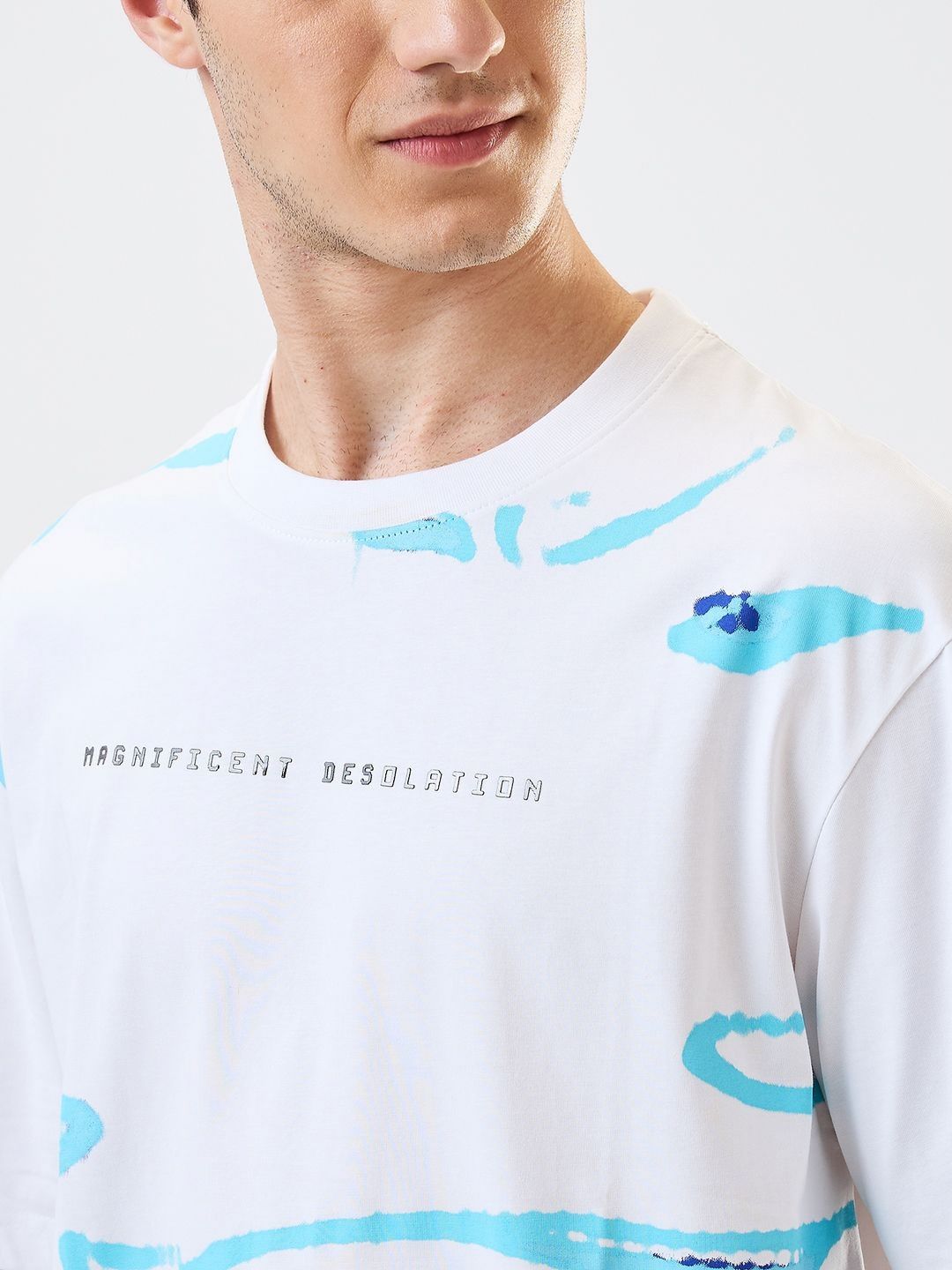 SPYKAR Men Abstract Printed Round Neck Cotton Relaxed Fit T-shirt