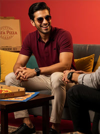 ADRO Men Maroon Cotton Tshirts