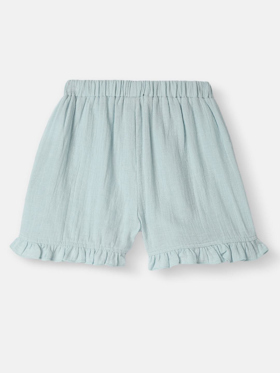 Nauti Nati Girls Dyed Round Neck Pure Cotton Top With Shorts