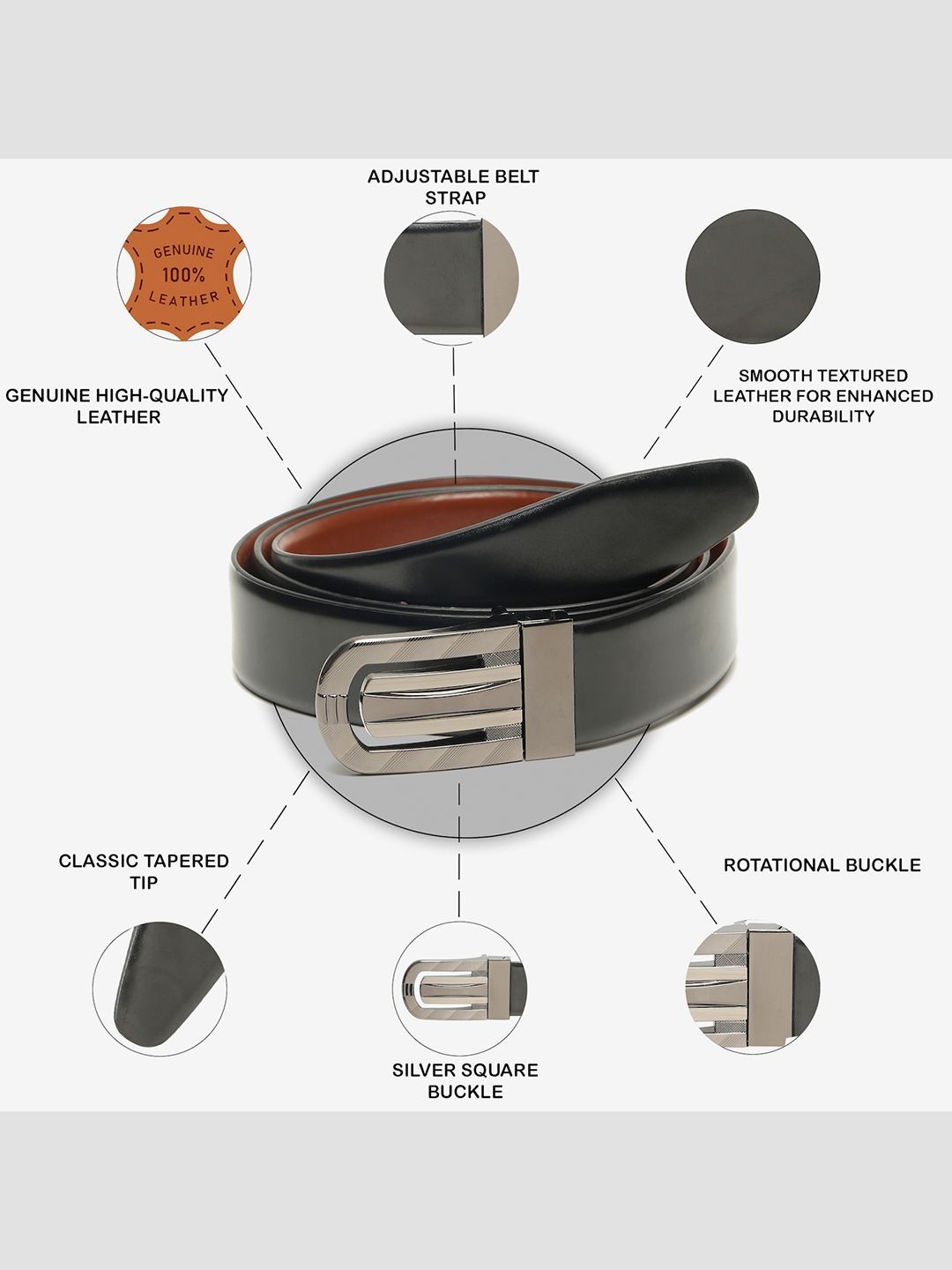 Teakwood Leathers Men Leather Reversible Formal Belt