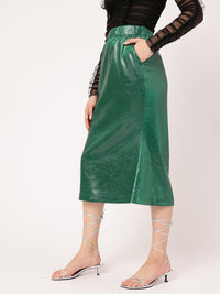 DressBerry Regal Radiance Faux Leather Coating Midi Straight Skirt