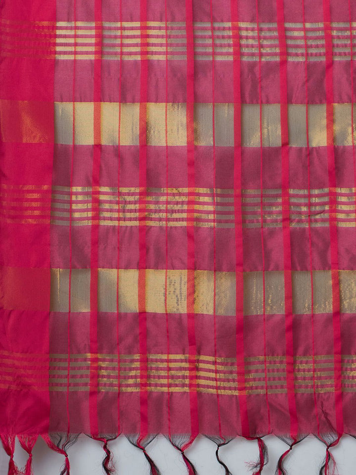 Saree mall woven design Checked Zari Taant Sarees
