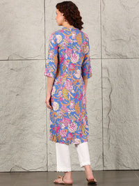W Women Floral Printed Flared Sleeves Sequinned Kurta