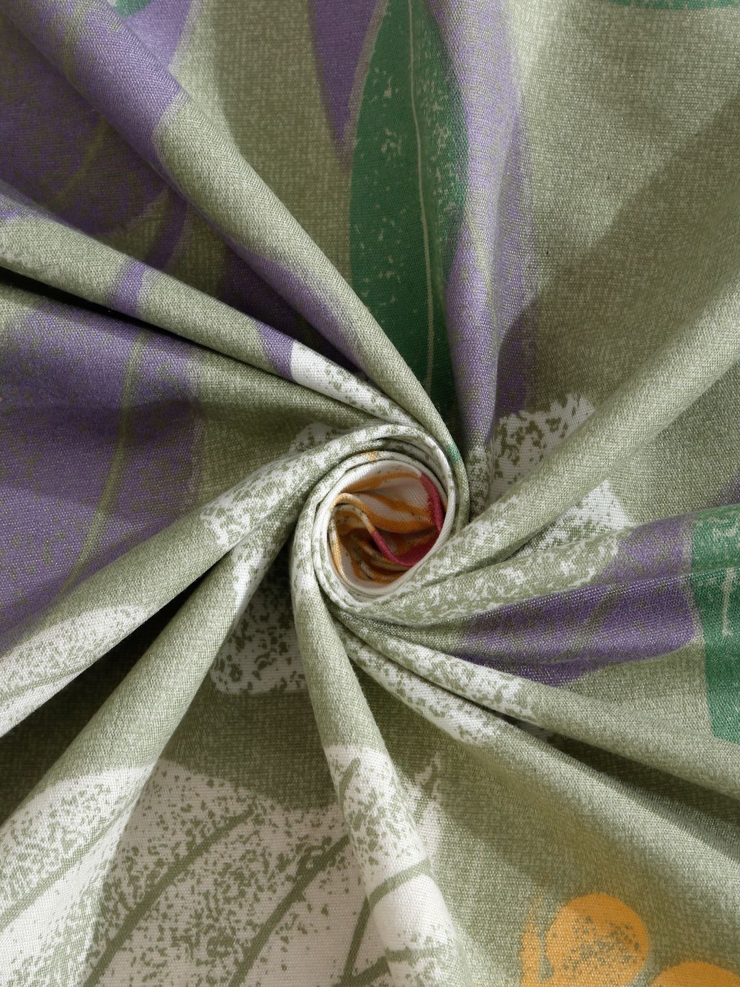 KLOTTHE Green & White Floral Printed 300 TC Single Bedsheet Set 2.25 m x 1.5 m
